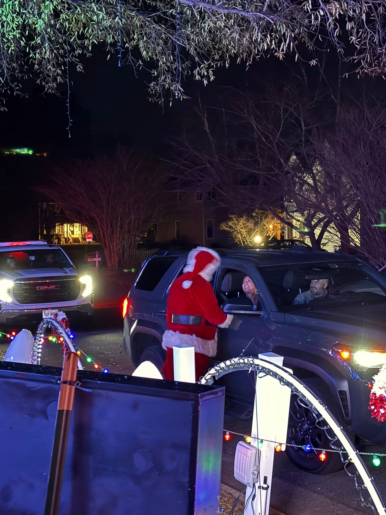 Santa visiting cars