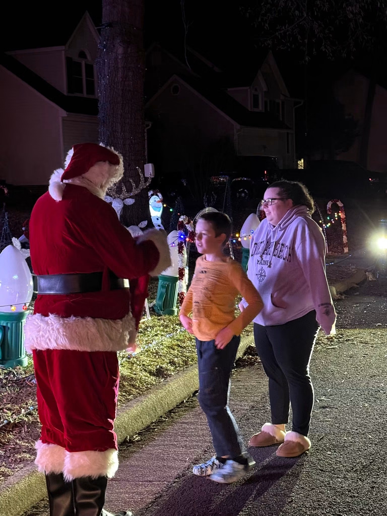 Santa greeting visitors